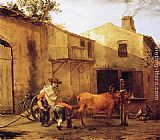 A Smith Shoeing an Ox